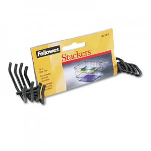 Fellowes FEL63112 Desk Tray Stacking Posts for 3" Capacity Trays, Black, Four Posts/Set