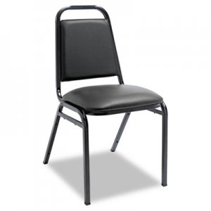 Alera ALESC68VY10B Padded Steel Stacking Chair, Black Seat/Black Back, Black Base, 4/Carton
