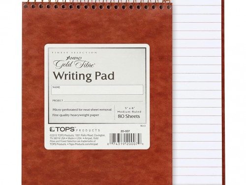 Ampad 20007 Gold Fibre Retro Writing Pad, Medium Ruled, 5 x 8, Ivory, 80-Sheets/Pad TOP20007