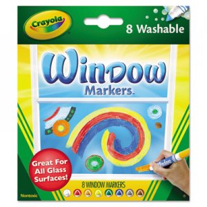 Crayola CYO588165 Washable Window FX Markers, Conical Tip, Assorted Colors, 8/Set