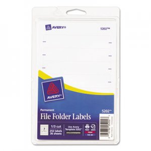 Avery 05202 Print or Write File Folder Labels, 11/16 x 3 7/16, White, 252/Pack AVE05202