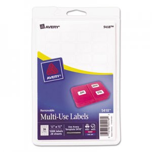 Avery 05418 Removable Multi-Use Labels, 1/2 x 3/4, White, 1008/Pack AVE05418