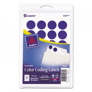 Avery 05469 Printable Removable Color-Coding Labels, 3/4" dia, Dark Blue, 1008/Pack AVE05469