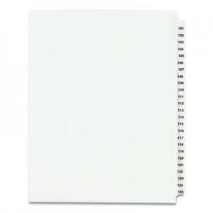 Avery AVE01334 Preprinted Legal Exhibit Side Tab Index Dividers, Avery Style, 25-Tab, 101 to 125, 11 x 8.5