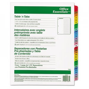 Office Essentials 11681 Table 'n Tabs Dividers, 31-Tab, Letter AVE11681