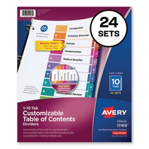 Avery AVE11169 Customizable TOC Ready Index Multicolor Dividers, 10-Tab, Letter, 24 Sets