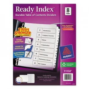 Avery 11132 Ready Index Customizable Table of Contents Black & White Dividers, 8-Tab, Letter AVE11132