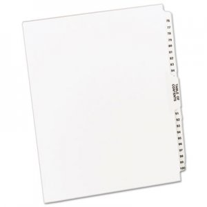 Avery AVE11397 Avery-Style Legal Exhibit Side Tab Divider, Title: 76-100, Letter, White