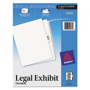 Avery AVE11372 Avery-Style Legal Exhibit Side Tab Divider, Title: 26-50, Letter, White