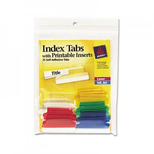 Avery AVE16228 Insertable Index Tabs with Printable Inserts, 1 1/2, Assorted, White, 25/Pack