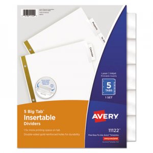 Avery AVE11122 Insertable Big Tab Dividers, 5-Tab, Letter