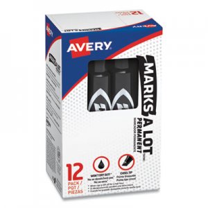 Avery AVE07888 Marks-A-Lot Regular Desk-Style Permanent Marker, Chisel Tip, Black, Dozen