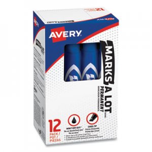 Avery AVE07886 Marks-A-Lot Regular Desk-Style Permanent Marker, Chisel Tip, Blue, Dozen