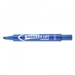 Avery AVE08886 Marks-A-Lot Large Desk-Style Permanent Marker, Chisel Tip, Blue, Dozen