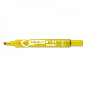 Avery AVE08882 Marks-A-Lot Large Desk-Style Permanent Marker, Chisel Tip, Yellow, Dozen