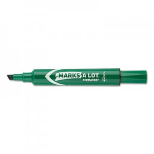 Avery AVE08885 Marks-A-Lot Large Desk-Style Permanent Marker, Chisel Tip, Green, Dozen