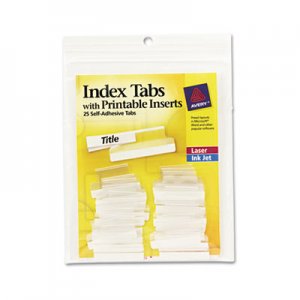 Avery AVE16221 Insertable Index Tabs with Printable Inserts, One, Clear Tab, 25/Pack