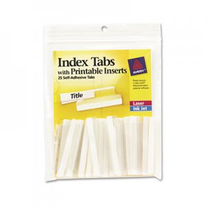 Avery AVE16241 Insertable Index Tabs with Printable Inserts, Two, Clear Tab, 25/Pack