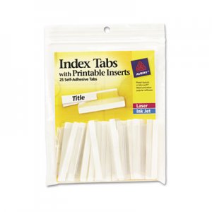 Avery AVE16241 Insertable Index Tabs with Printable Inserts, Two, Clear Tab, 25/Pack