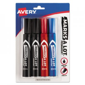 Avery AVE07905 Marks-A-Lot Regular Desk-Style Permanent Marker, Chisel Tip, Assorted, 4/Set