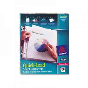 Avery 73802 Quick Top & Side Loading Sheet Protectors, Letter, Diamond Clear, 50/Box AVE73802