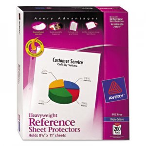 Avery 74401 Top-Load Poly Sheet Protectors, Heavyweight, Letter, Nonglare, 200/Box AVE74401