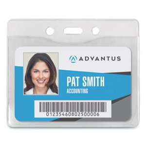 Advantus AVT75411 Security ID Badge Holder, Horizontal, 3.5 x 4.25, Clear, 50/Box