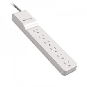 Belkin BLKBE10600008R Surge Protector, 6 Outlets, 8 ft Cord, 720 Joules, White BE106000-08R