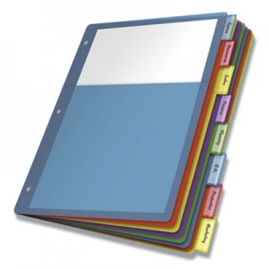 Cardinal CRD84017 Poly 1-Pocket Index Dividers, 8-Tab, 11 x 8.5, Assorted, 4 Sets