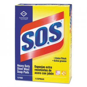 S.O.S. 88320CT Steel Wool Soap Pad, 15 Pads/Box, 12 Boxes/Carton CLO88320CT