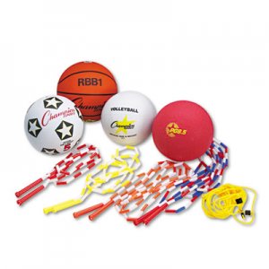 Champion Sports UPGSET2 Physical Education Kit w/Seven Balls, 14 Jump Ropes, Assorted Colors CSIUPGSET2