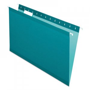 Pendaflex PFX415315TEA Colored Reinforced Hanging Folders, Legal Size, 1/5-Cut Tab, Teal, 25/Box