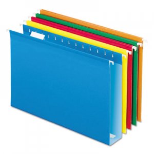 Pendaflex PFX4153X2ASST Extra Cap. Hanging File Folder w/Box Bottom, Legal, 2" Exp, 1/5 Tab, Asst, 25/BX
