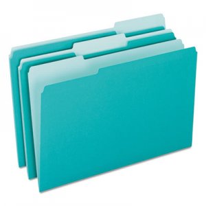 Pendaflex 421013AQU Interior File Folders, 1/3 Cut Top Tab, Letter, Aqua, 100/Box PFX421013AQU