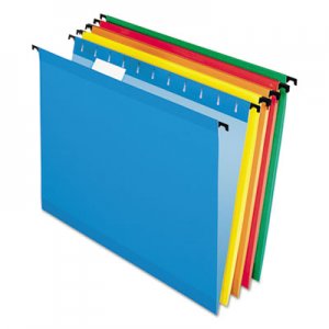 Pendaflex PFX615215ASST SureHook Hanging Folders, Letter Size, 1/5-Cut Tab, Assorted, 20/Box
