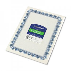 Geographics 22901 Parchment Paper Certificates, 8-1/2 x 11, Blue Royalty Border, 50/Pack GEO22901