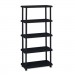 Iceberg 20851 Rough N Ready Five-Shelf Open Storage System, Resin, 36w x 18d x 74h, Black ICE20851