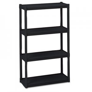 Iceberg 20841 Rough N Ready Four-Shelf Open Storage System, Resin, 32w x 13d x 54h, Black ICE20841