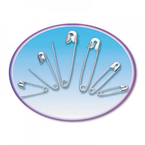 Charles Leonard 83450 Safety Pins, Nickel-Plated, Steel, Assorted Sizes, 50/Pack LEO83450
