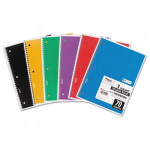 Mead 05512 Spiral Bound Notebook, Perforated, College Rule, 10.5 x 7.5, White, 70 Sheets MEA05512