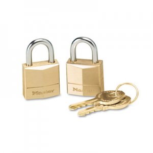 Master Lock MLK120T Three-Pin Brass Tumbler Locks, 3/4" Wide, 2 Locks & 2 Keys, 2/Pack 120-T