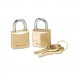Master Lock MLK120T Three-Pin Brass Tumbler Locks, 3/4" Wide, 2 Locks & 2 Keys, 2/Pack 120-T