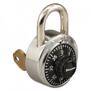 Master Lock MLK1525 Combination Stainless Steel Padlock w/Key Cylinder, 1 7/8" Wide, Black/Silver