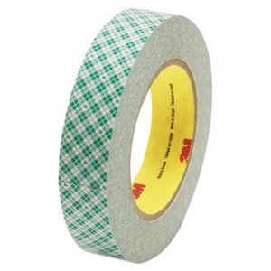 3M MMM410M Double-Coated Tissue Tape, 3" Core, 1" x 36 yds, White