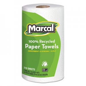 Marcal MRC6210 100% Recycled Roll Towels, 2-Ply, 8 3/4 x 11, 210 Sheets, 12 Rolls/Carton