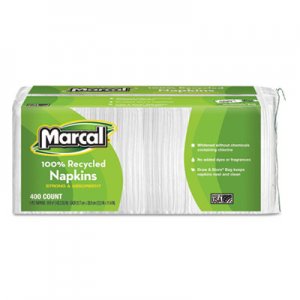 Marcal MRC6506 100% Recycled Luncheon Napkins, 12 1/2 x 11 2/5, White, 2400/Carton