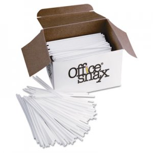 Office Snax STR5 Plastic Stir Sticks, 5", Plastic, White, 1000/Box OFXSTR5