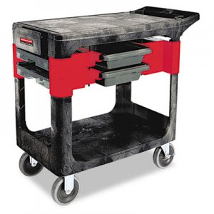 Rubbermaid Commercial 618000BLA Trades Cart, 2-Shelf, 19-1/4w x 38d x 33-3/8h, Black RCP618000BLA