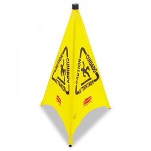 Rubbermaid Commercial 9S0100YL Three-Sided Caution, Wet Floor Safety Cone, 21w x 21d x 30h, Yellow RCP9S0100YL