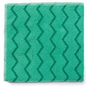 Rubbermaid Commercial Q620 Reusable Cleaning Cloths, Microfiber, 16 x 16, Green, 12/Carton RCPQ620